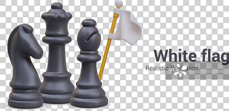 黑色棋子在棋盘上投降图片素材