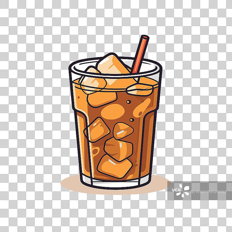 iced drink served in a glass with ice图片素材