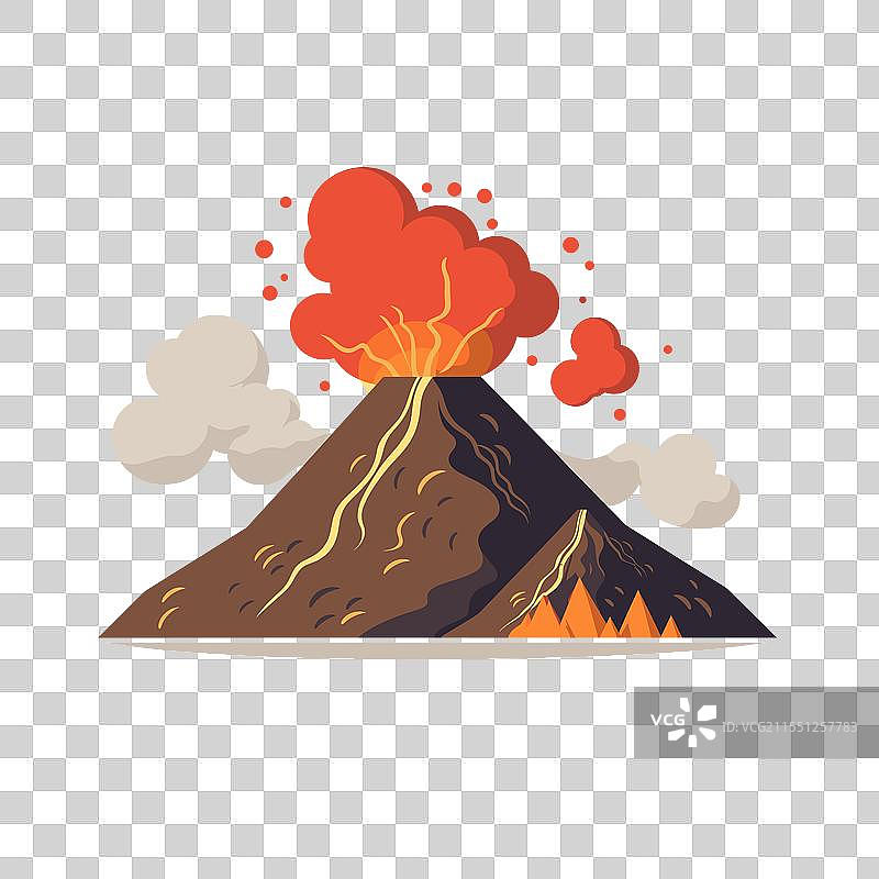 喷发的火山，灰烬和熔岩云在上方图片素材