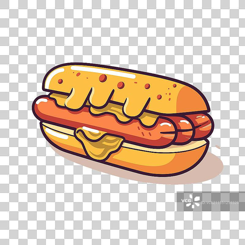 美味的热狗配融化的奶酪酱图片素材