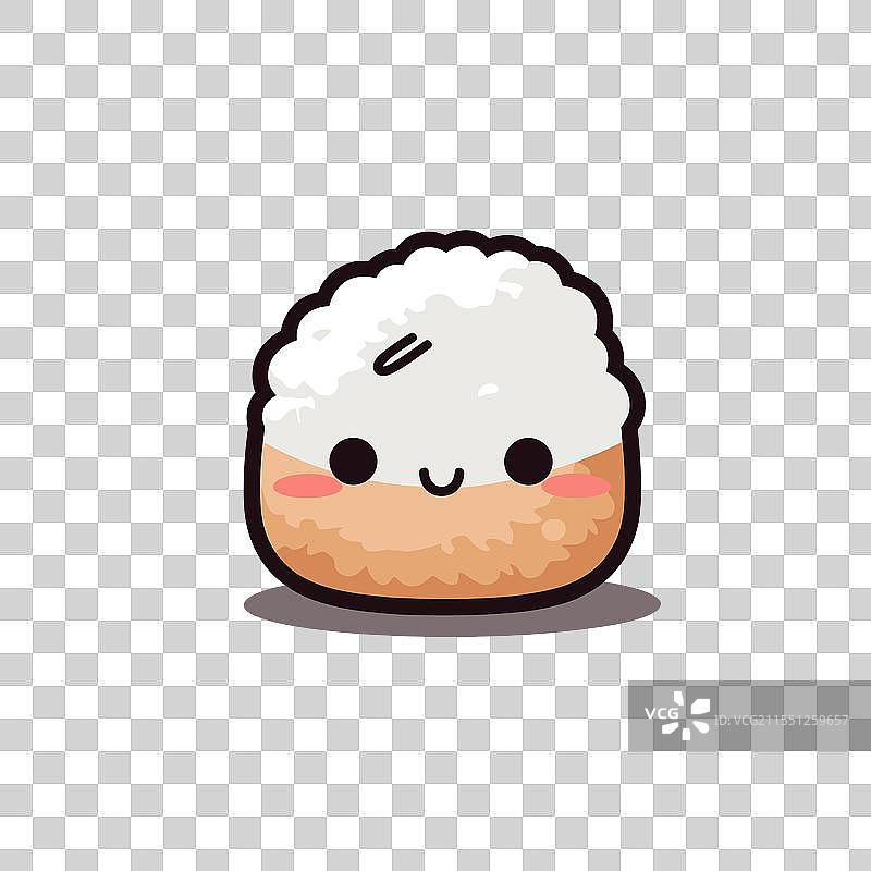 可爱的卡通饭团角色，面带微笑图片素材