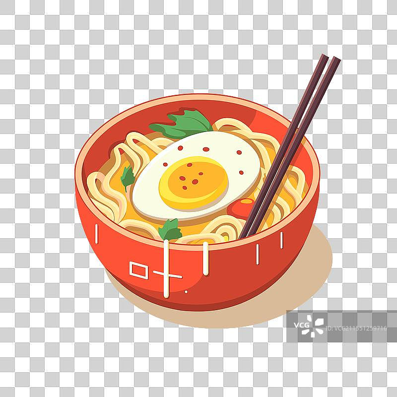 美味的拉面碗，配有鸡蛋和配料图片素材