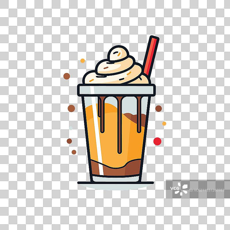 美味的奶油饮品，上面装饰有打发奶油图片素材