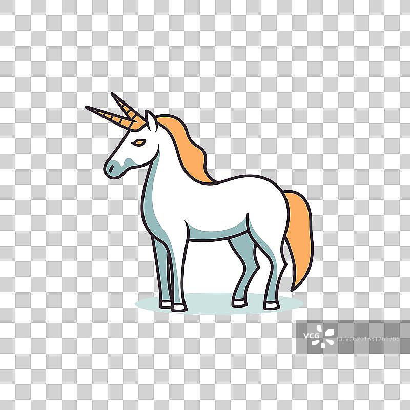 独角兽自信地站在绿色的表面上图片素材