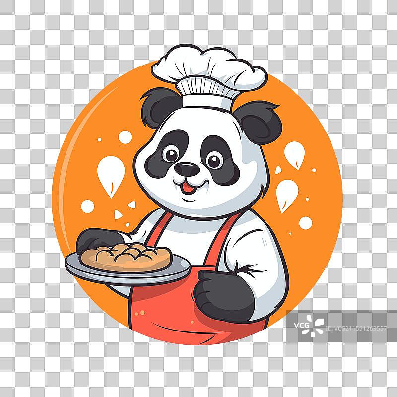 熊猫厨师展示美味的糕点图片素材