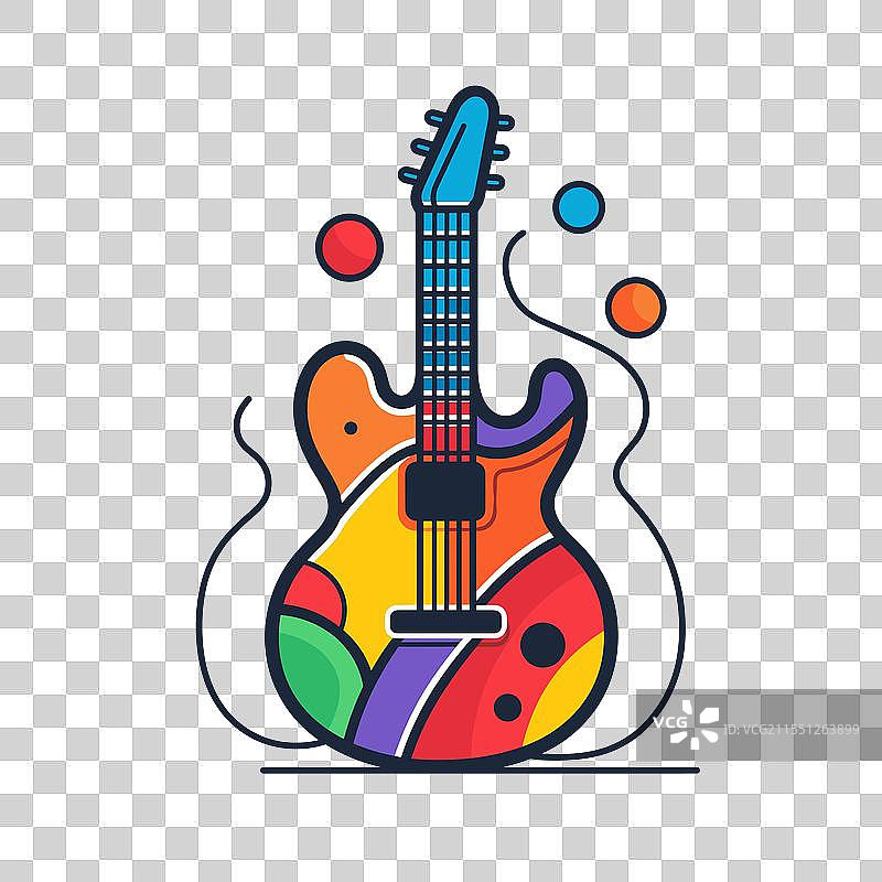 色彩斑斓的吉他设计与抽象形状图片素材