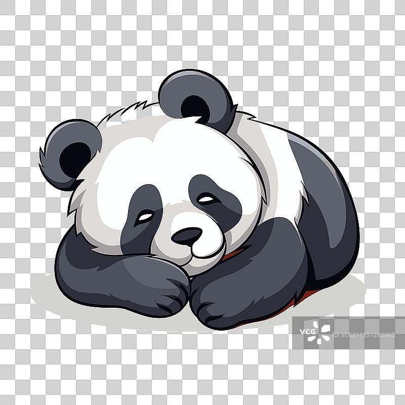 可爱的熊猫安静地侧卧休息图片素材