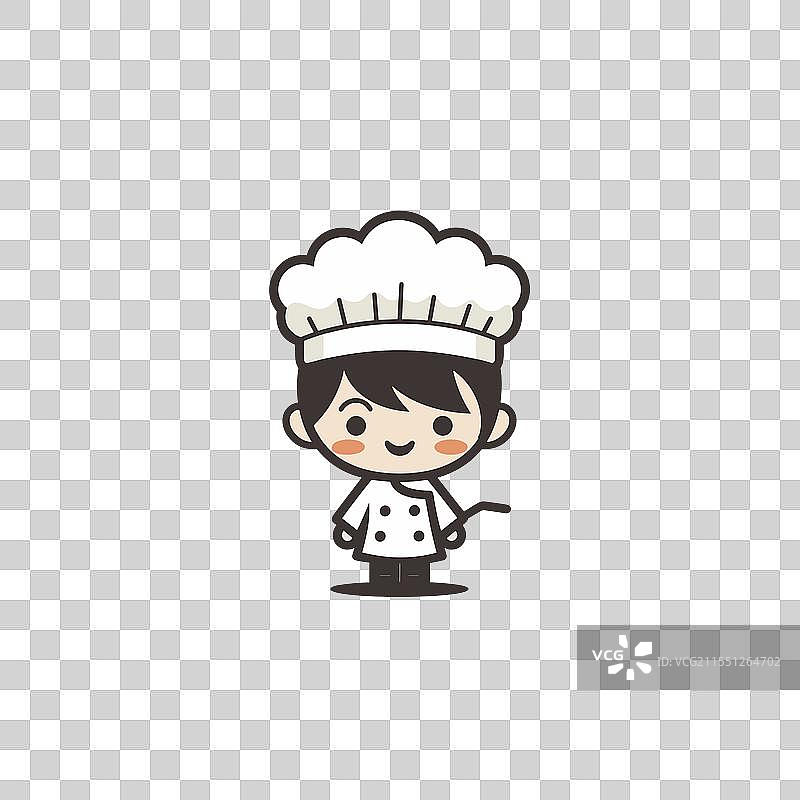 可爱的卡通厨师角色，戴着厨师帽图片素材