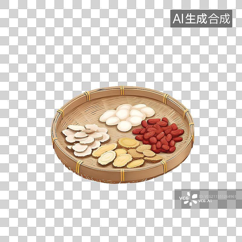 【AI数字艺术】国风手绘插画，黄芪，党参，红参，中药，中医，免抠元素图片素材
