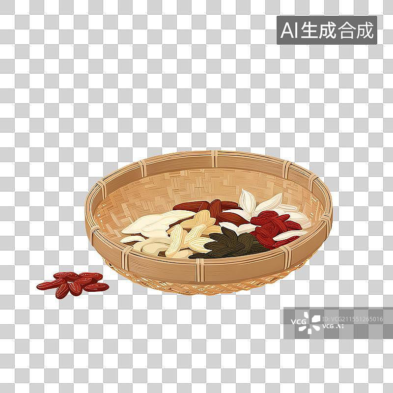 【AI数字艺术】国风手绘插画，黄芪，党参，红参，中药，中医，免抠元素图片素材