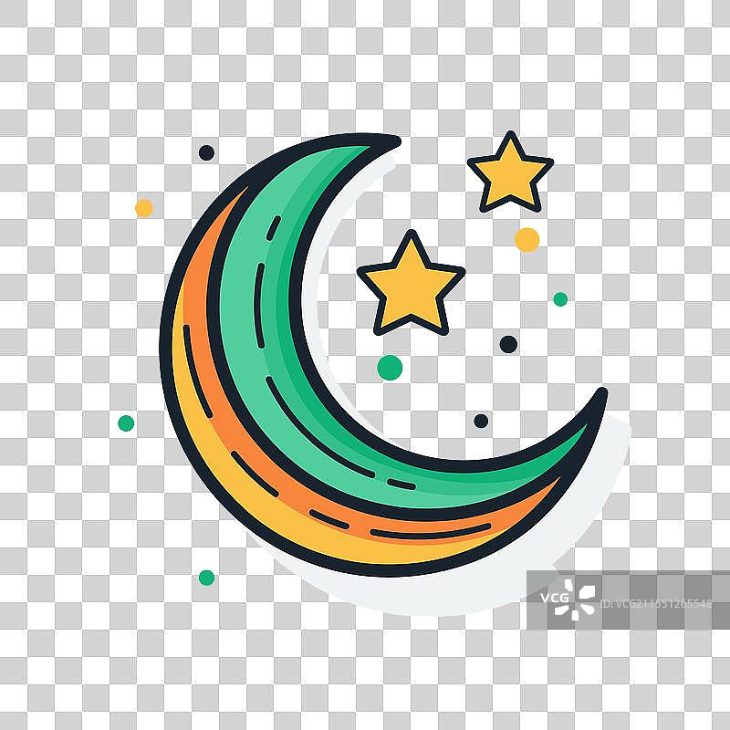 明亮多彩的月亮和星星艺术作品图片素材