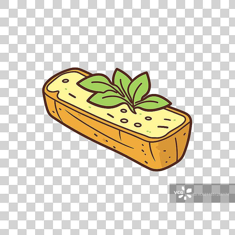 香草奶酪涂抹在烤面包片上图片素材