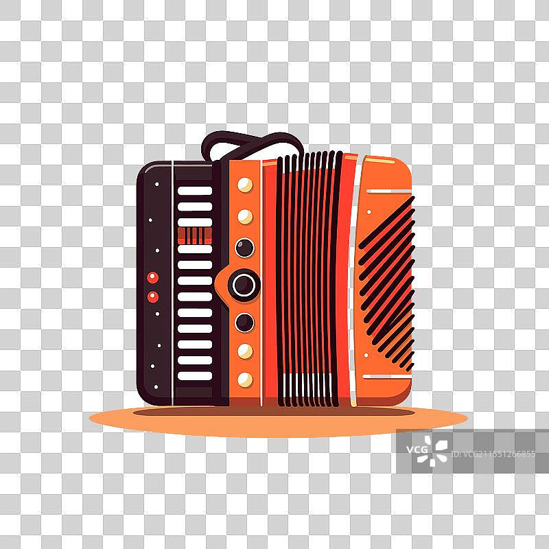 色彩斑斓的手风琴，展示了琴键和风箱图片素材