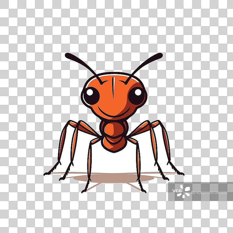 带着友好表情的亮橙色蚂蚁图片素材