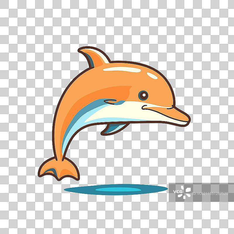 色彩斑斓的海豚在明亮的蓝色背景中跳跃图片素材