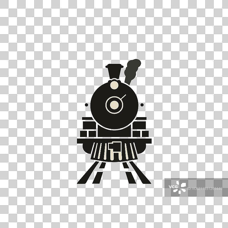 复古蒸汽机车的剪影画作图片素材