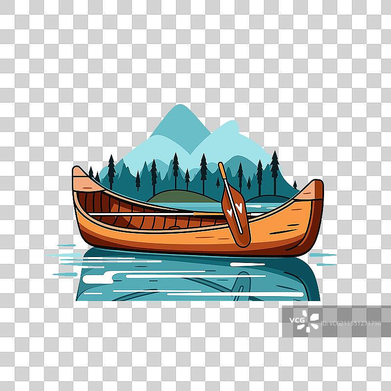 宁静湖面上的独木舟风景图片素材