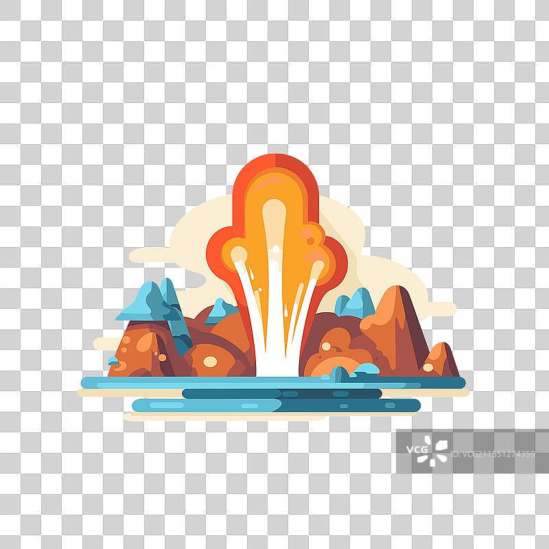 色彩斑斓的火山喷发在山脉上空图片素材