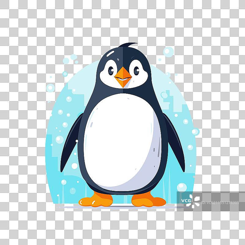 可爱的卡通企鹅站在雪地上图片素材