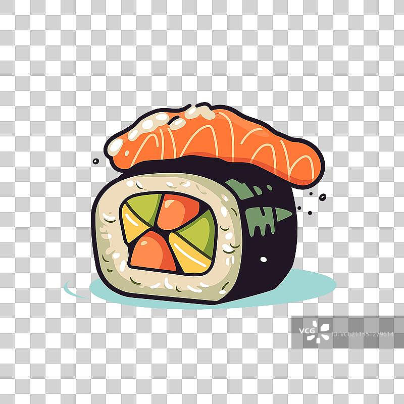 美味的寿司卷，搭配鲜艳的蔬菜和图片素材