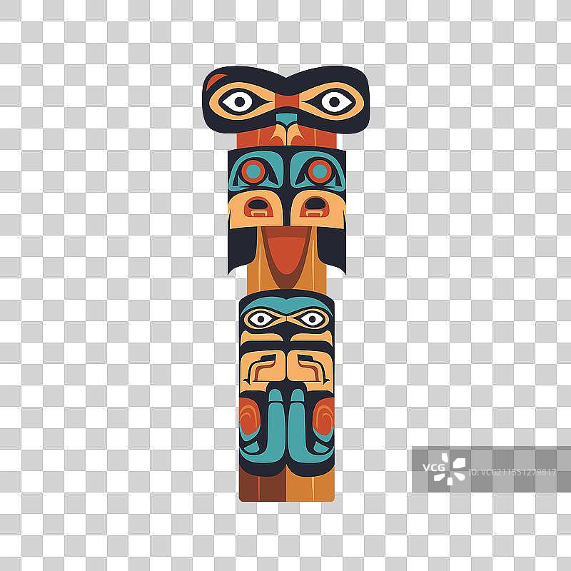 展示精美细致的土著图腾柱图片素材