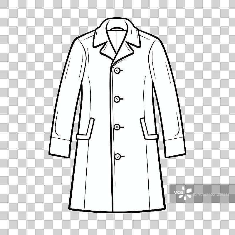 时尚长外套设计图，细节丰富图片素材