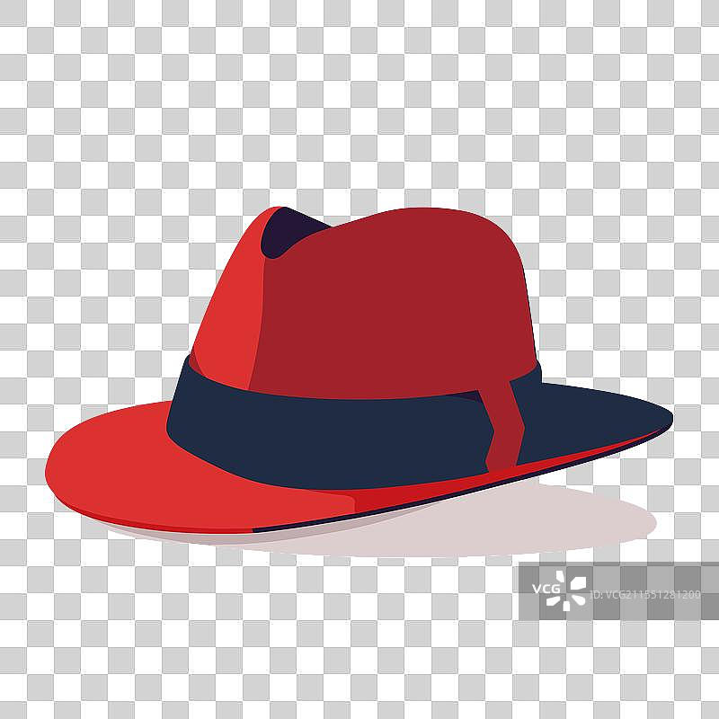 鲜红色的帽子上有深蓝色的带子图片素材