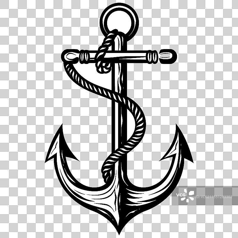 美丽的锚设计，带有绳索细节，理想之选图片素材