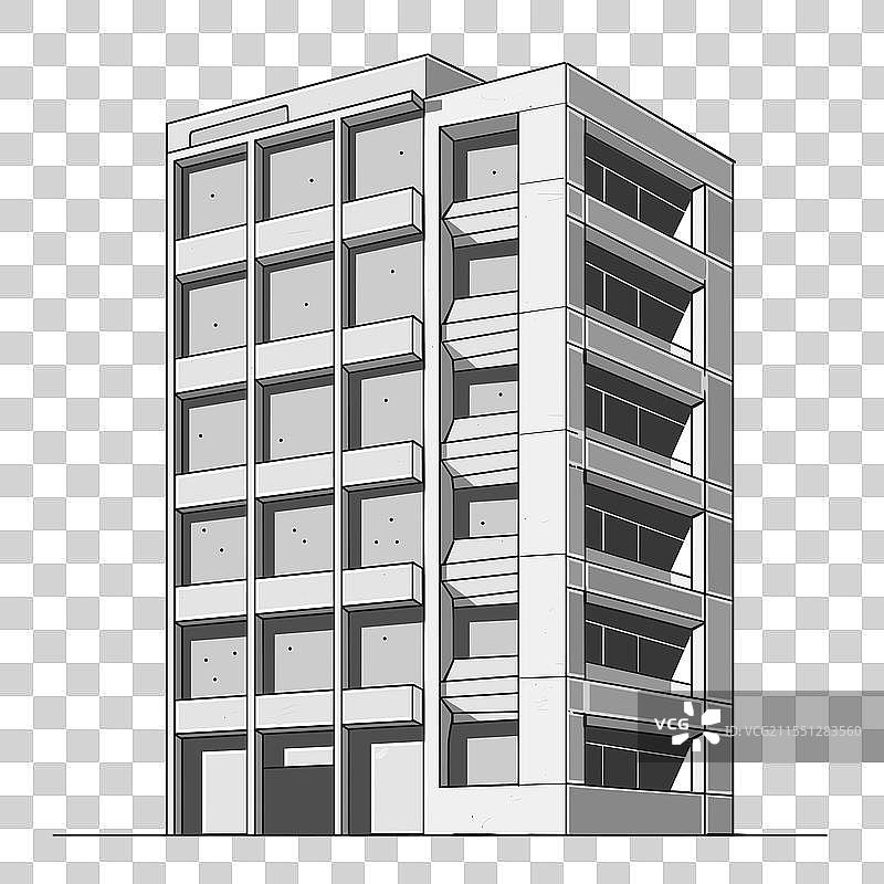 现代混凝土建筑设计，展现流线型风格图片素材