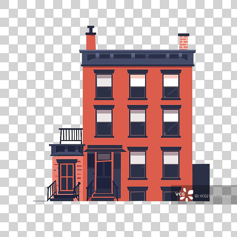 城市红砖建筑，带有多个窗户图片素材