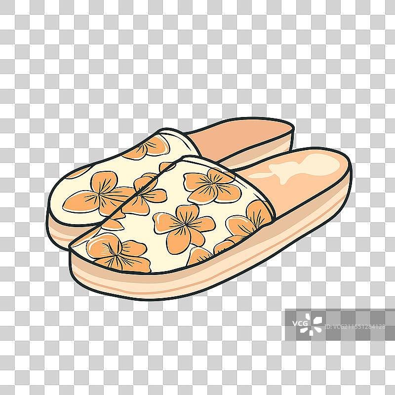 色彩斑斓的花卉拖鞋，理想的舒适选择图片素材