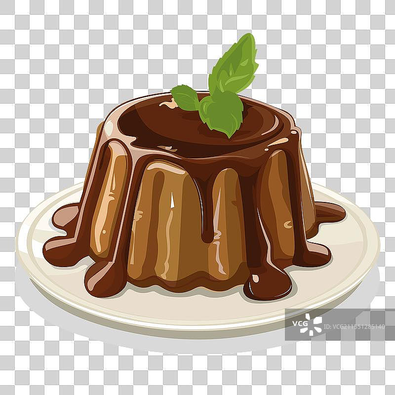 美味的巧克力布丁甜点，装饰精美图片素材