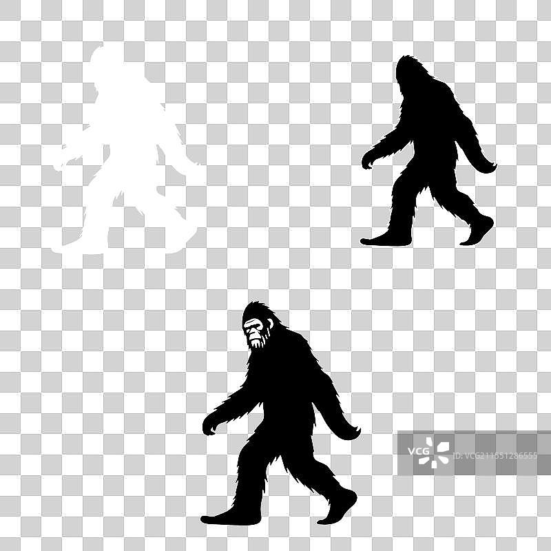 极简风格的大脚怪轮廓SVG套件图片素材