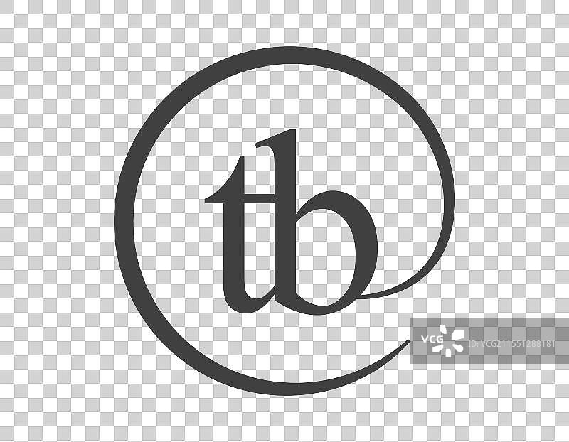 带有圆形的两个字母的tb标志电子邮件图片素材