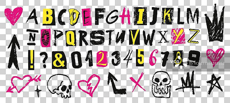 黄色背景上的五彩字母图片素材