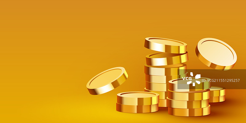 一堆金色美元硬币的经济概念图片素材