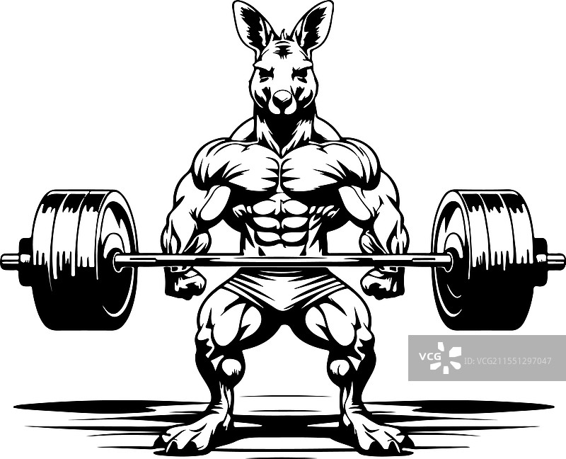 一只狼形动物健美运动吉祥物举重图片素材