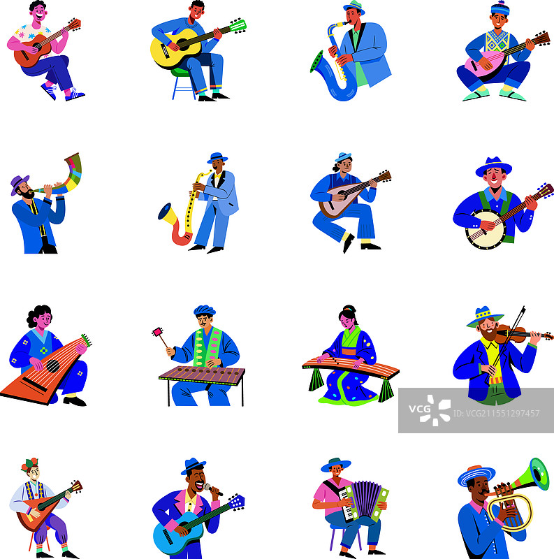 音乐表演者扁平角色图片素材