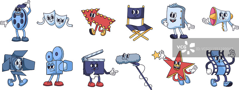 时髦的电影院吉祥物在电影制片厂拍摄图片素材