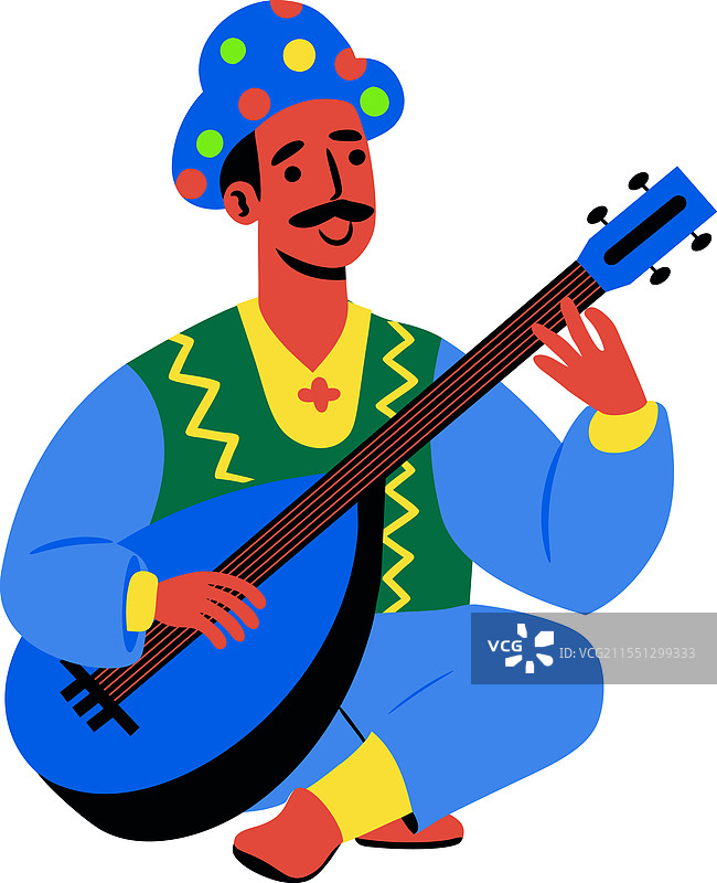 民谣音乐家扁平角色图片素材