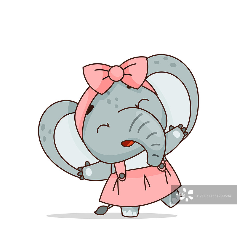 穿着粉色裙子的舞蹈大象女孩图片素材