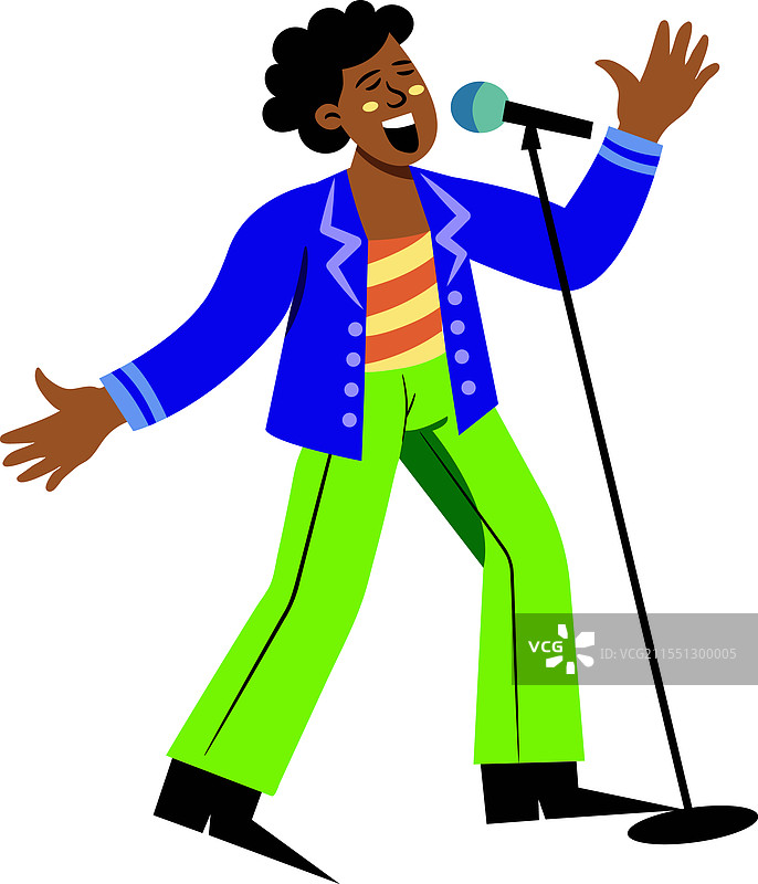 一位男性歌手在表演的平面图图片素材