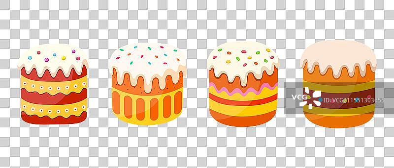 复活节蛋糕套装 传统复活节甜面包图片素材