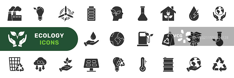 可再生资源标志集：风能和水能图片素材