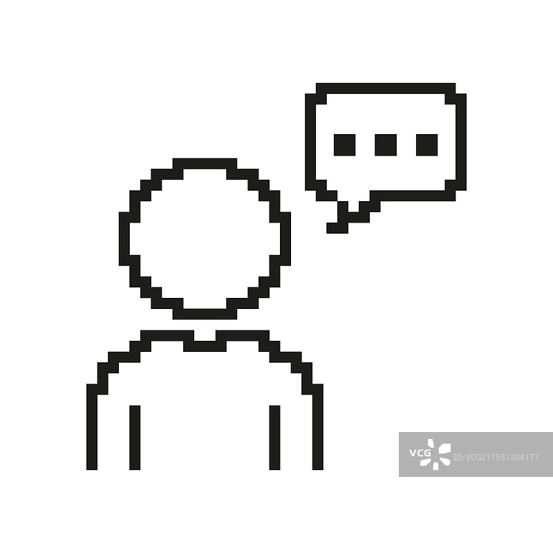 像素化的人物与对话气泡图标图片素材