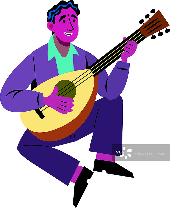 描绘曼陀林音乐的平面图图片素材