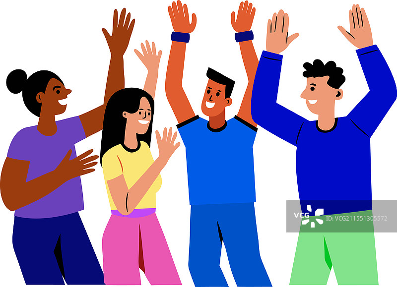 一组扁平风格的舞蹈团体图片素材