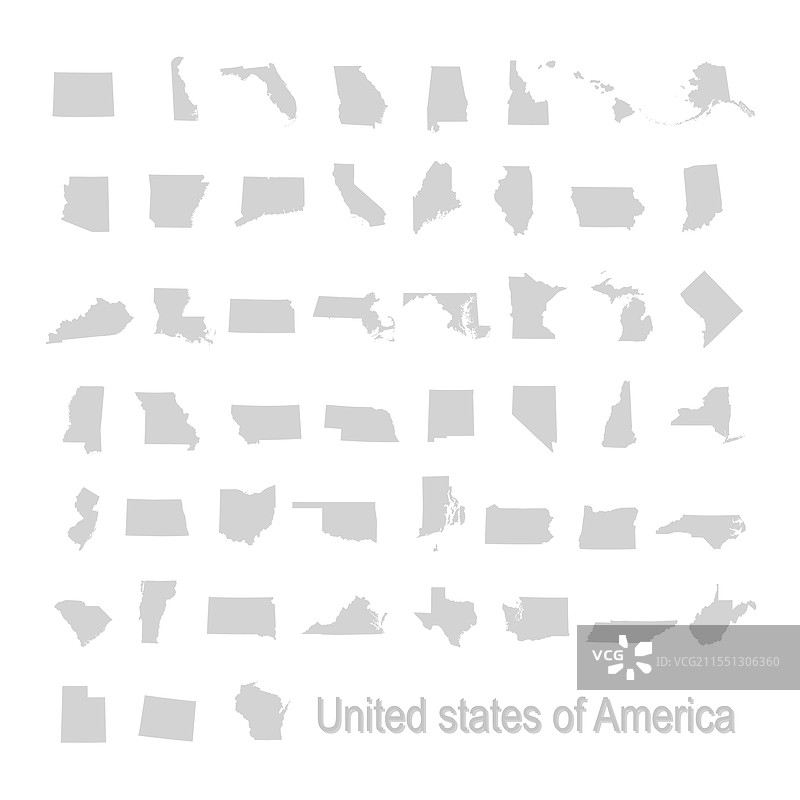 美国50个州和1个联邦区图片素材