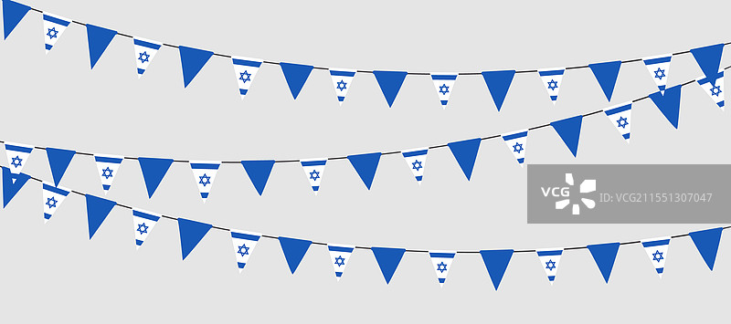 以色列国旗三角形彩旗串挂饰图片素材