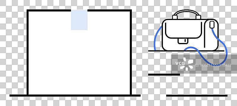 办公桌上有悬挂的便条和笔记本电脑图片素材